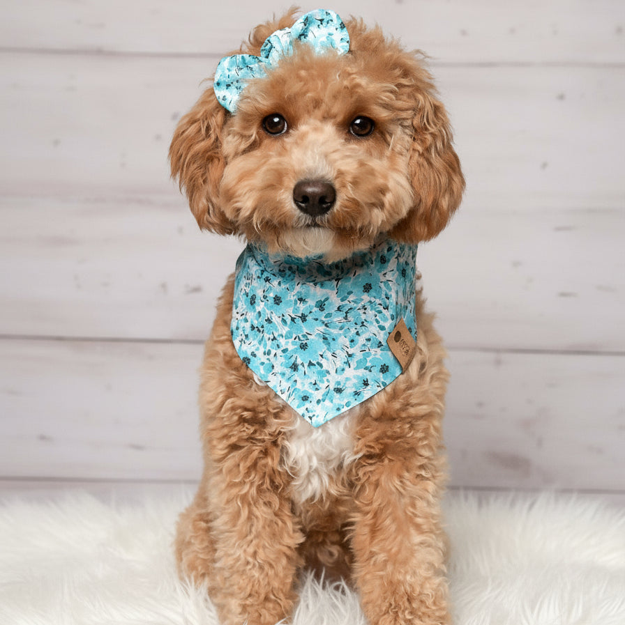 Blue Floral Dog Bandana