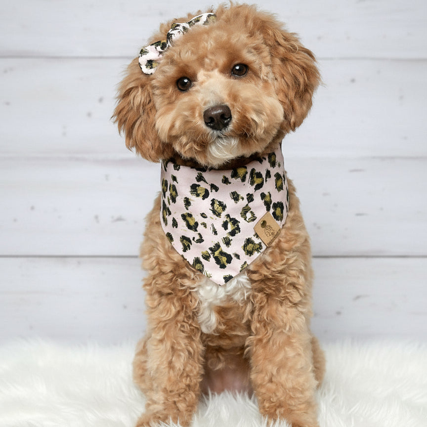Pink Gold Leopard Dog Bandana