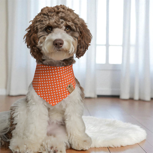 Orange Polka Dot Dog Bandana