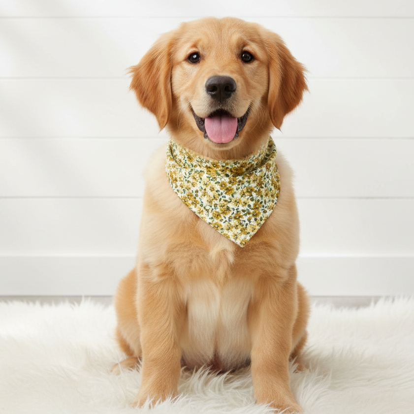 Mustard Fall Floral Dog Bandana
