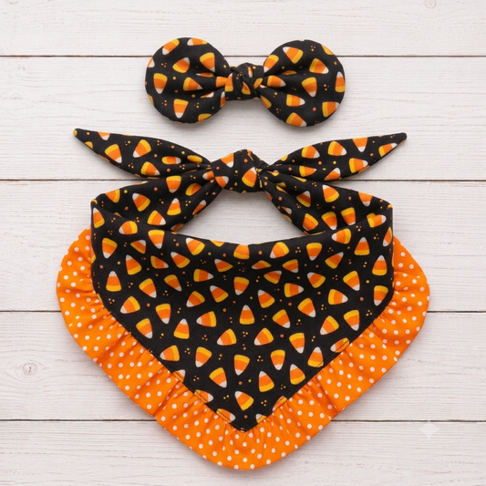 Halloween Candy Corn Ruffles Dog Bandana
