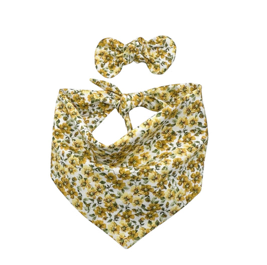 Mustard Fall Floral Dog Bandana