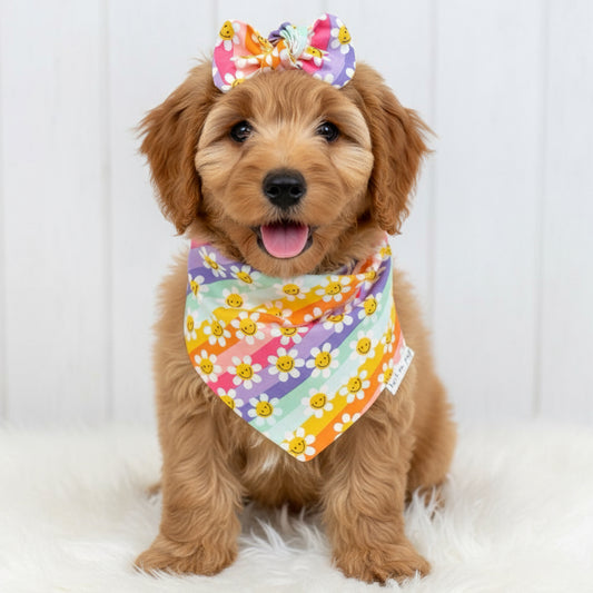 Striped Floral Dog Bandana