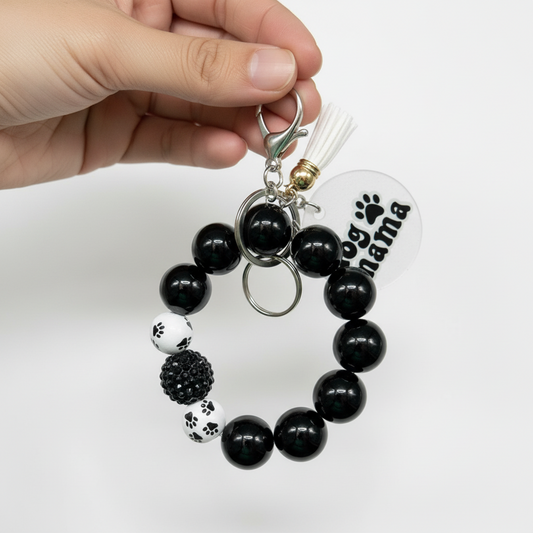 Dog Mama Wristlet Keychain - Black