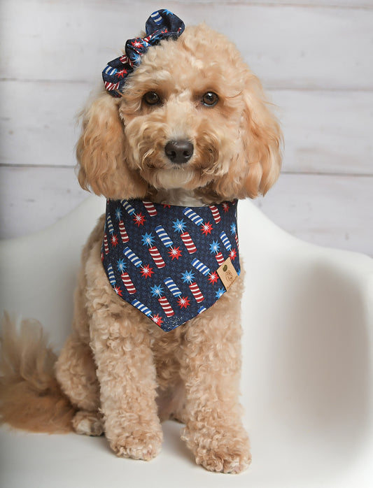 Patriotic Fireworks Dog Bandana