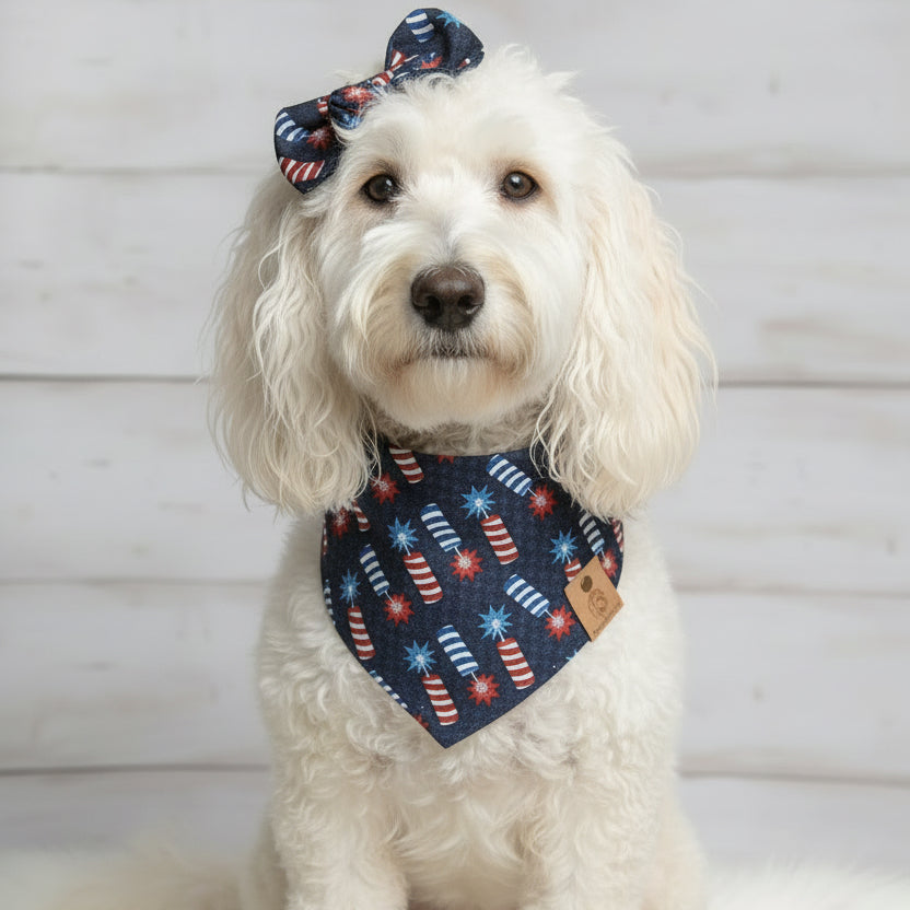 Patriotic Fireworks Dog Bandana