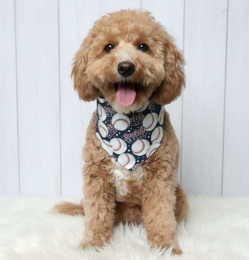 Blue Baseball Dog Bandana