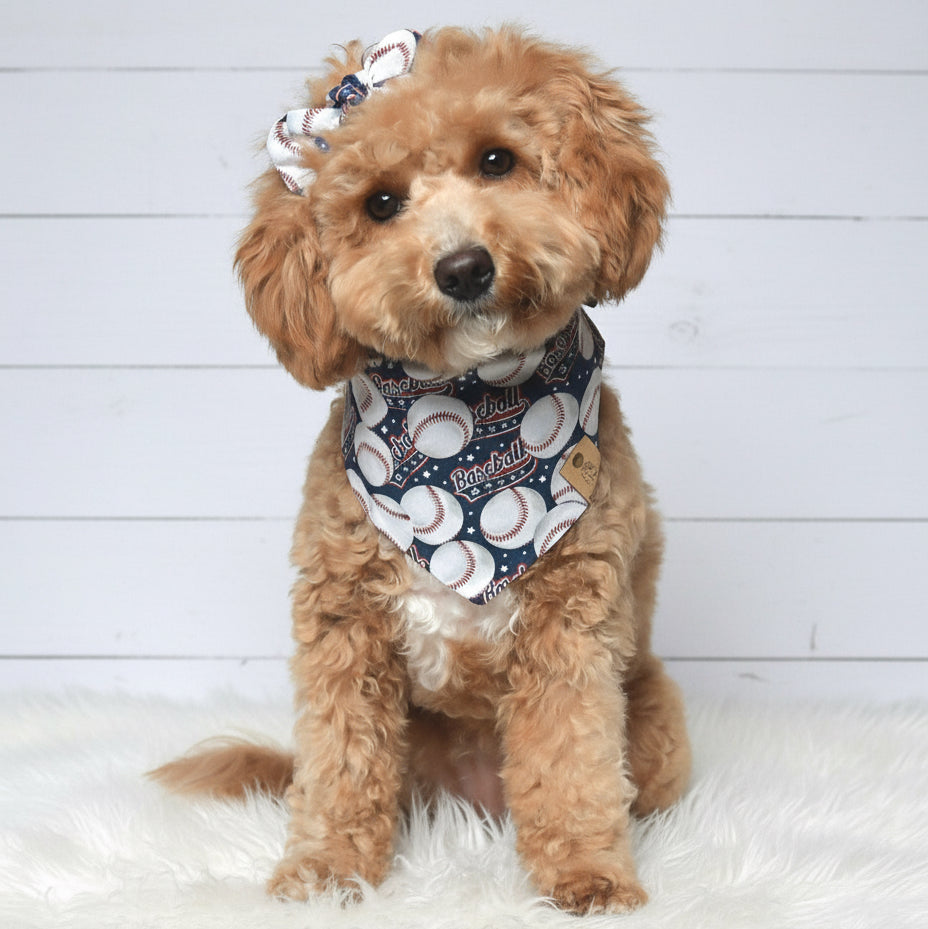 Blue Baseball Dog Bandana