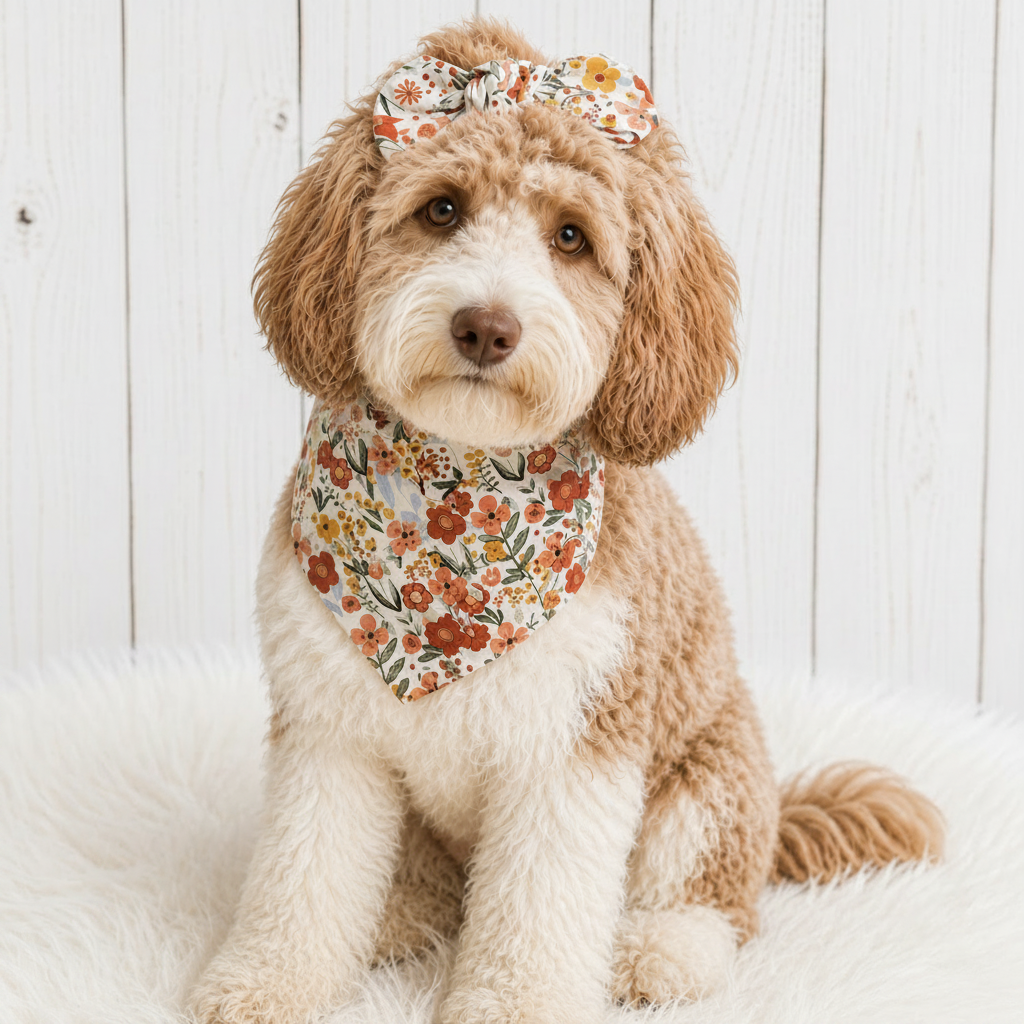 Rust Floral Dog Bandana