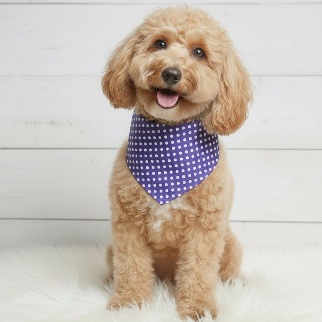 Purple Polka Dot Dog Bandana