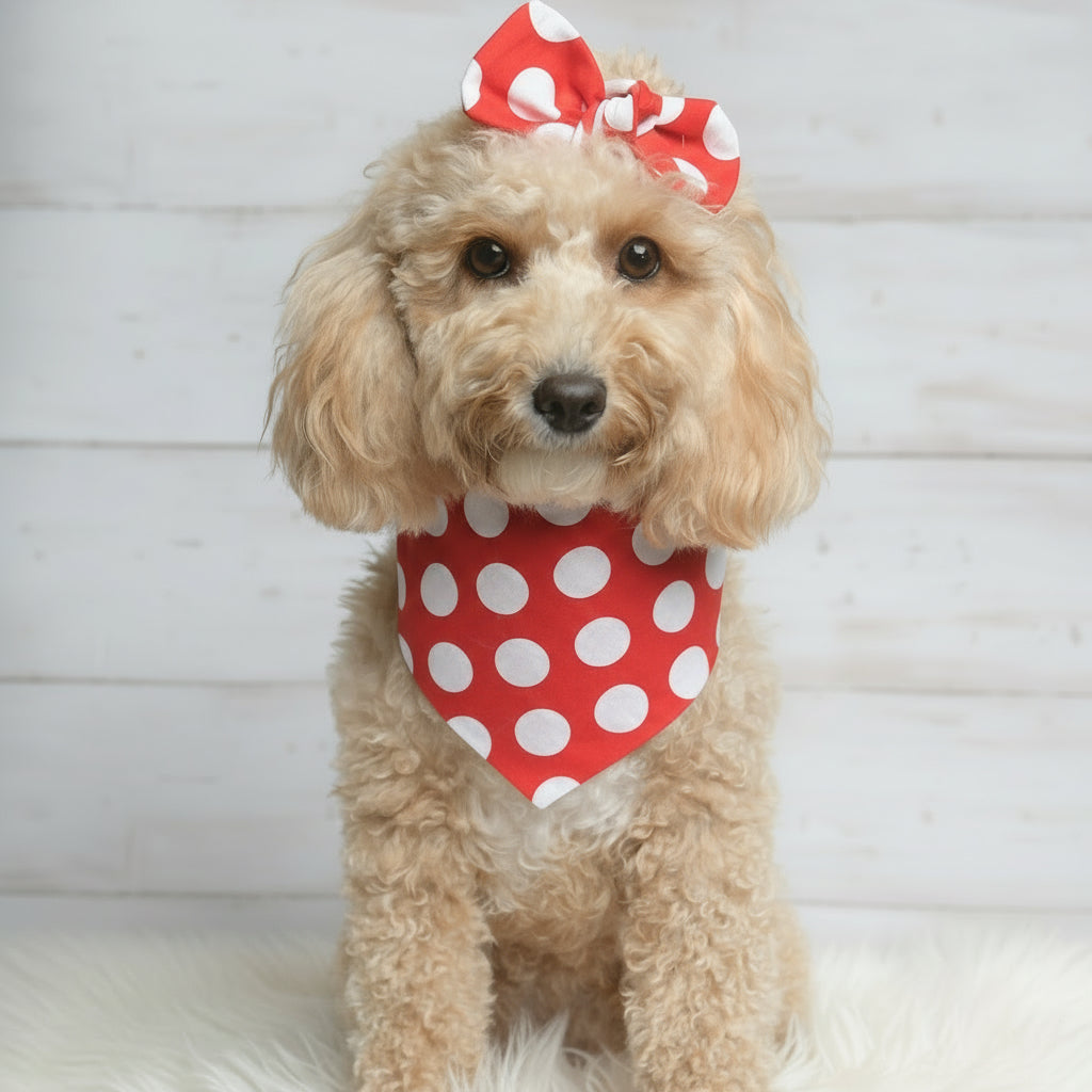 Red Polka Dog Bandana