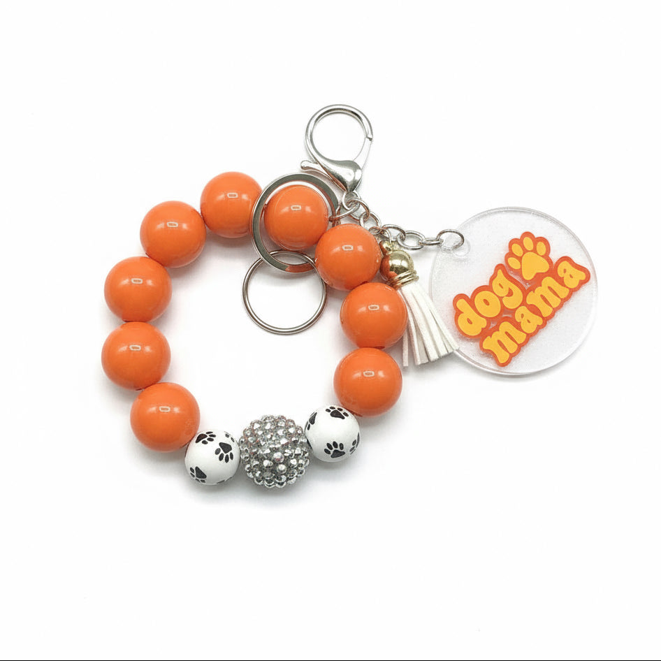 Dog Mama Wristlet Keychain - Orange