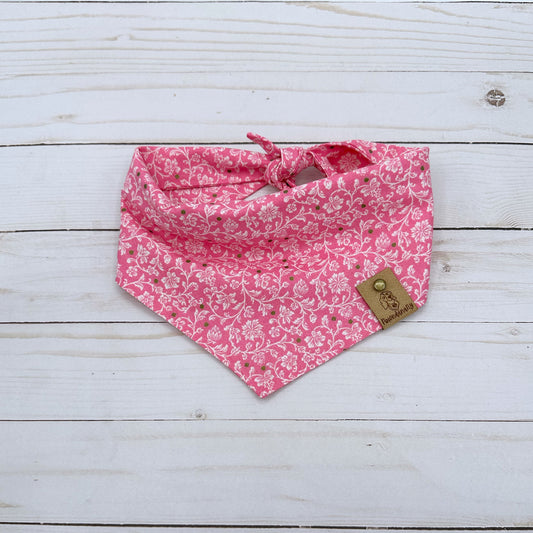 Pink Dog Bandana with Flowers