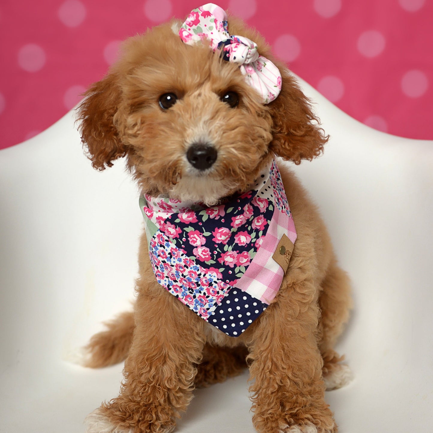 Pink Floral Patch Dog Bandana
