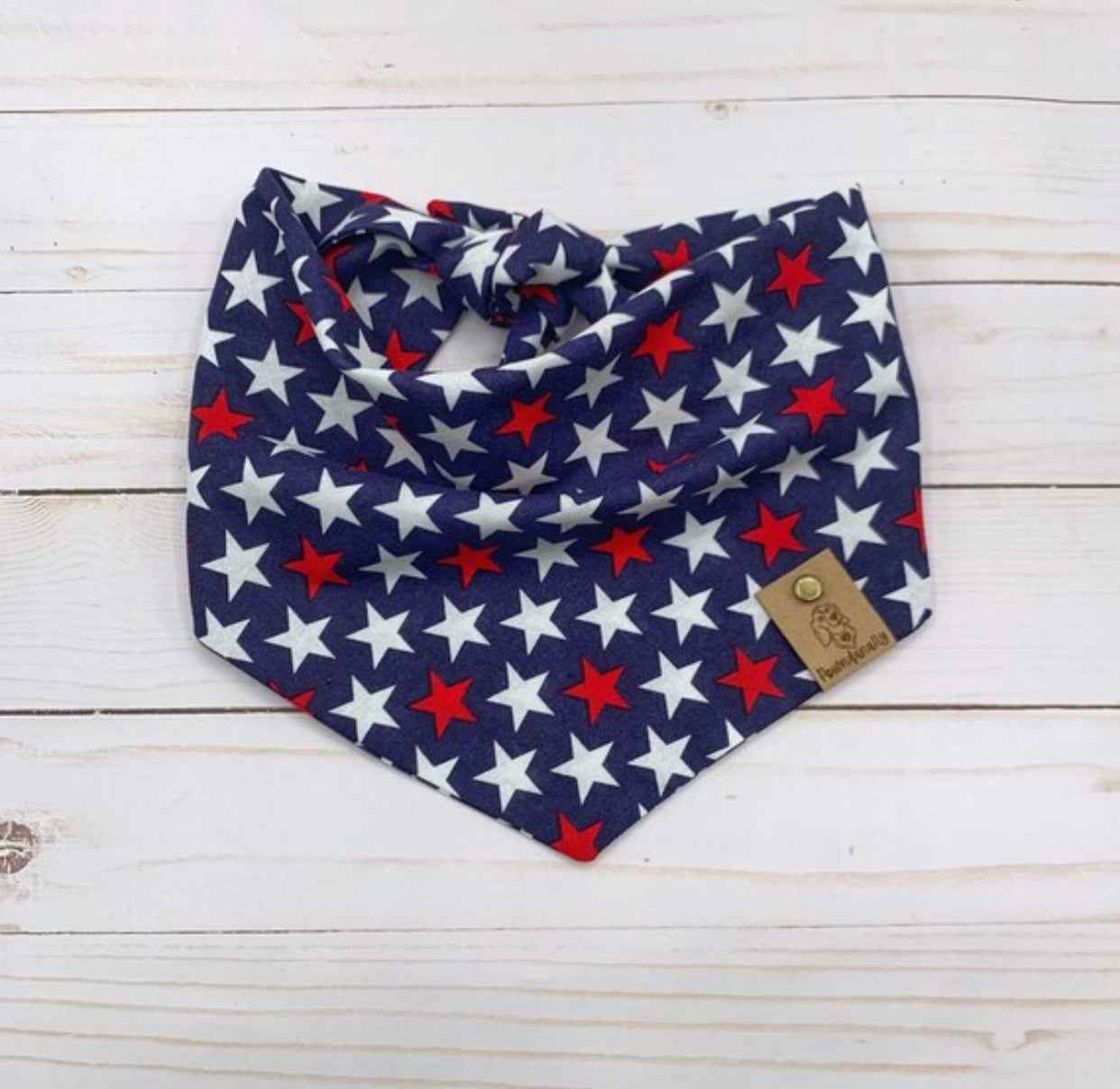 Red, White, and Blue dog bandana with stars.