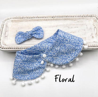 Girls Cape with Pom Poms Dog Bandana