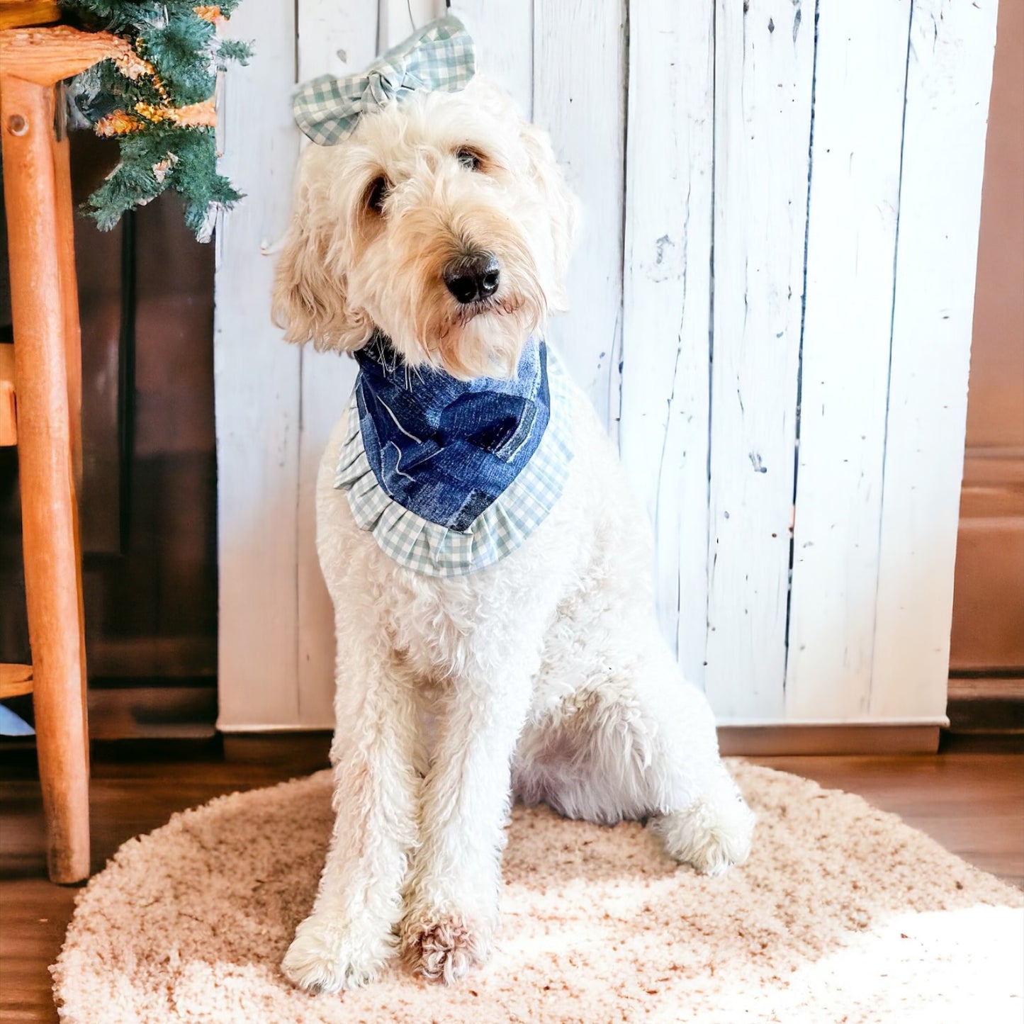 Denim Ruffle Dog Bandana