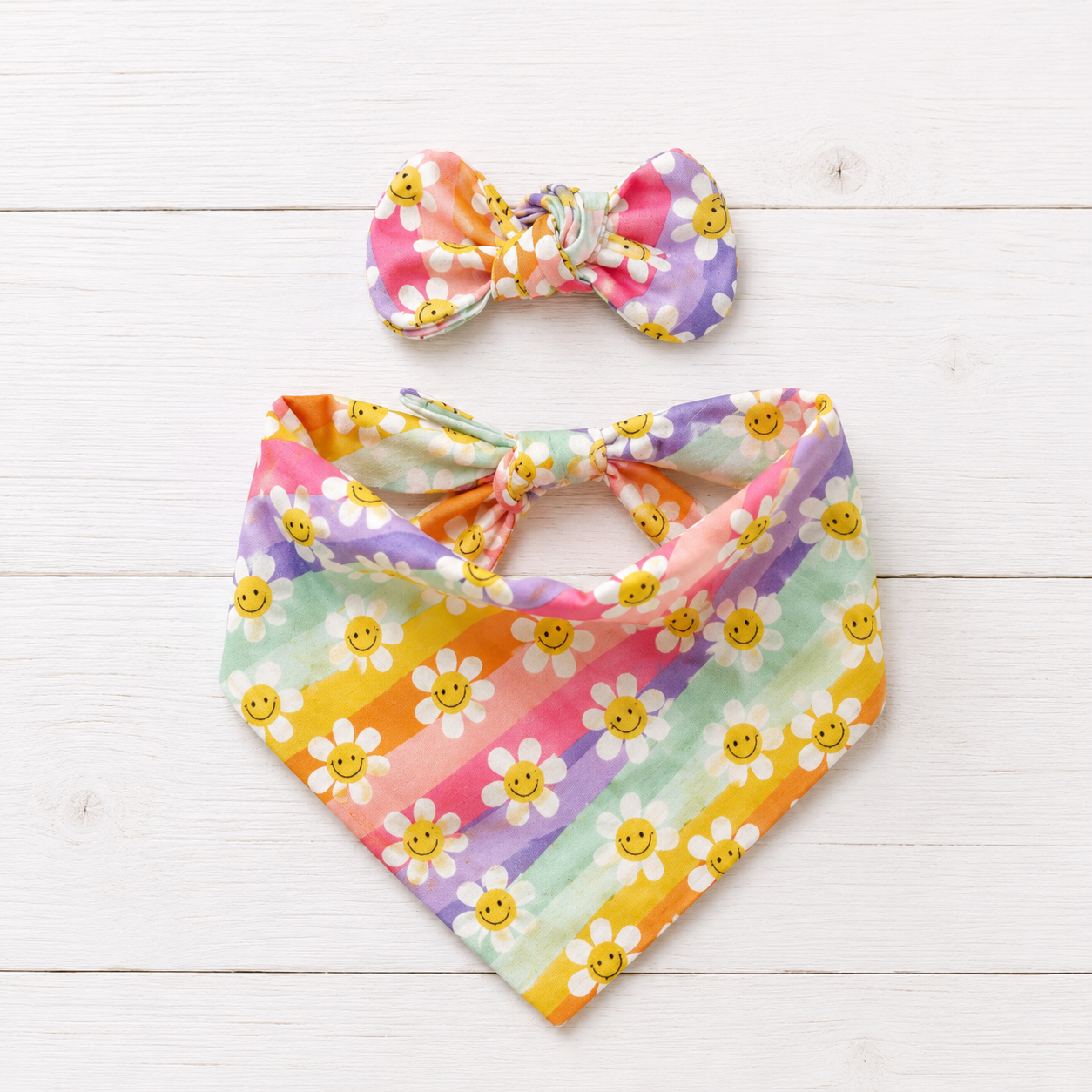Striped Floral Dog Bandana