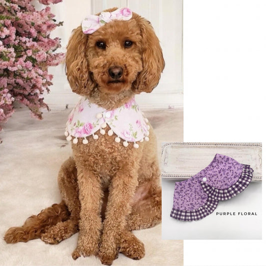 Floral Cape with Ruffles - Girl Dog Bandana
