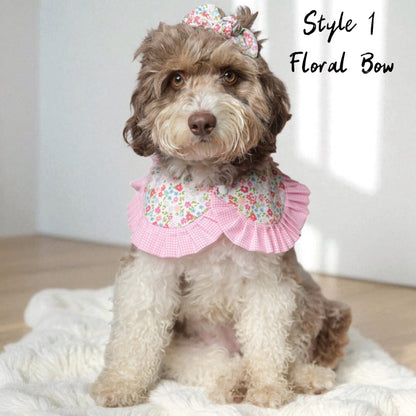 Pink Floral Cape with Ruffles - Girl Dog Bandana