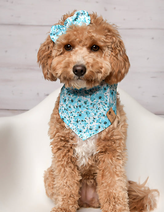 Blue Floral Dog Bandana