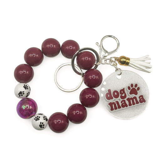 Dog Mama Wristlet Keychain - Raisin