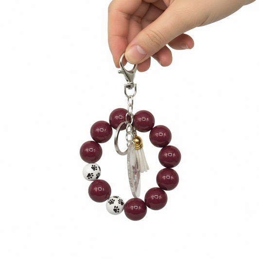 Dog Mama Wristlet Keychain - Raisin