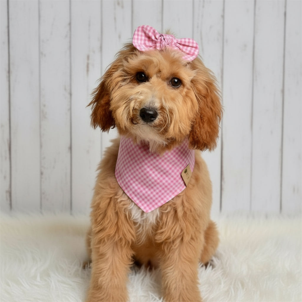 Pink Gingham Dog Bandana