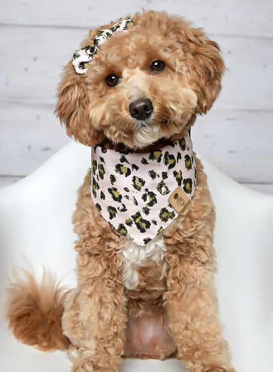 Pink Gold Leopard Dog Bandana