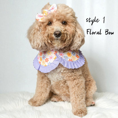 Floral Cape with Ruffles - Girl Dog Bandana