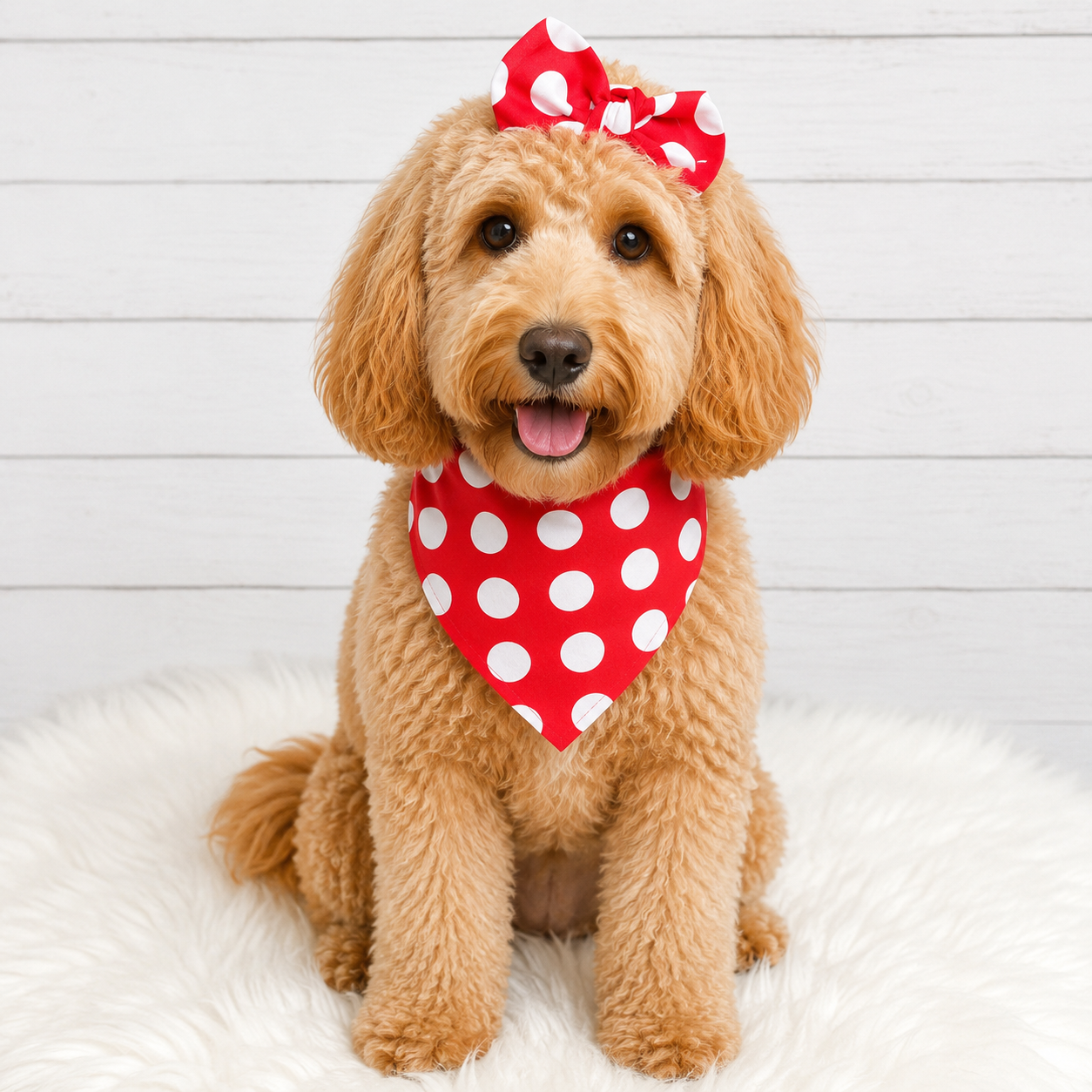 Red Polka Dog Bandana