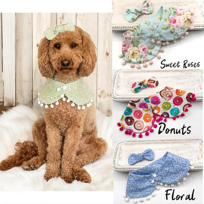 Girls Cape with Pom Poms Dog Bandana