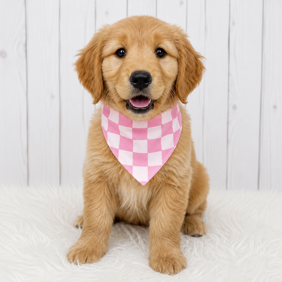 Pink Checkmate Dog Bandana