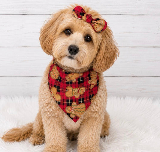 Gingerbread Plaid Dog Bandana