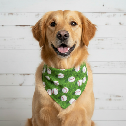Green Baseball Dog Bandana