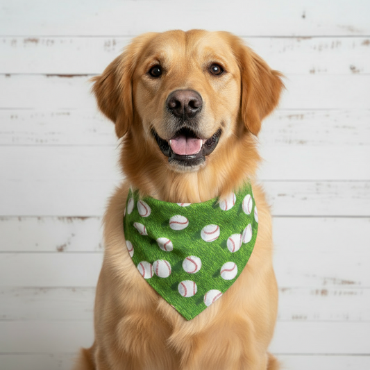 Green Baseball Dog Bandana