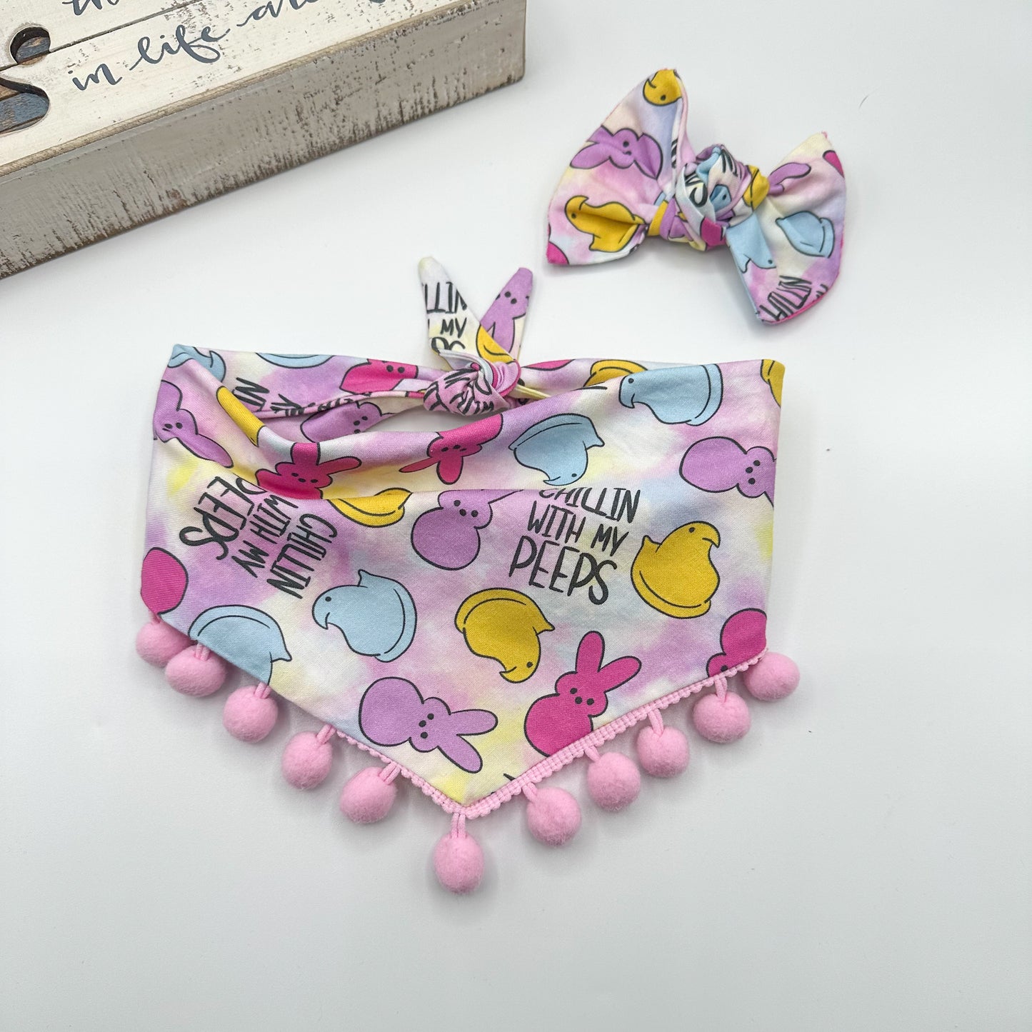 Easter Peeps Pom Pom Dog Bandana