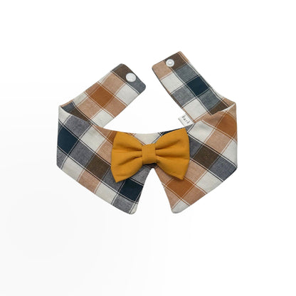 Plaid Dog Tuxedo Bow Tie