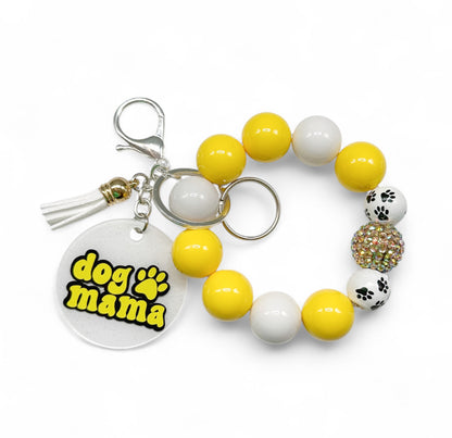 Dog Mama Wristlet Keychain - Yellow