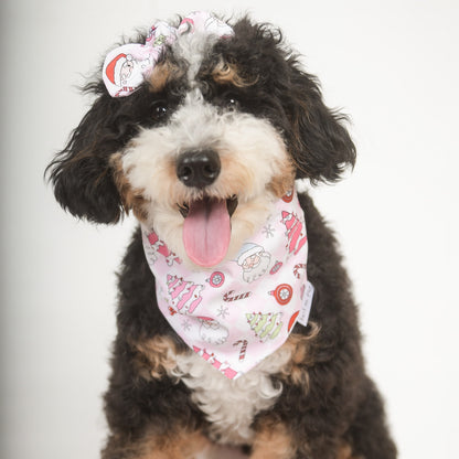 Pink Retro Christmas Dog Bandana