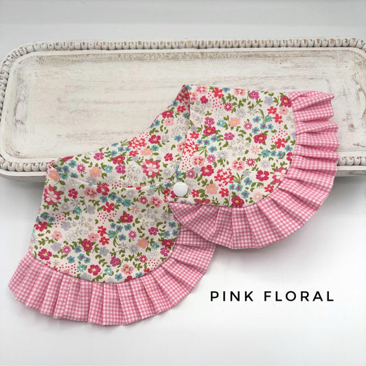 Pink Floral Cape with Ruffles - Girl Dog Bandana