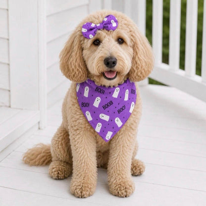 Ghost Purple Boo Halloween Dog Bandana