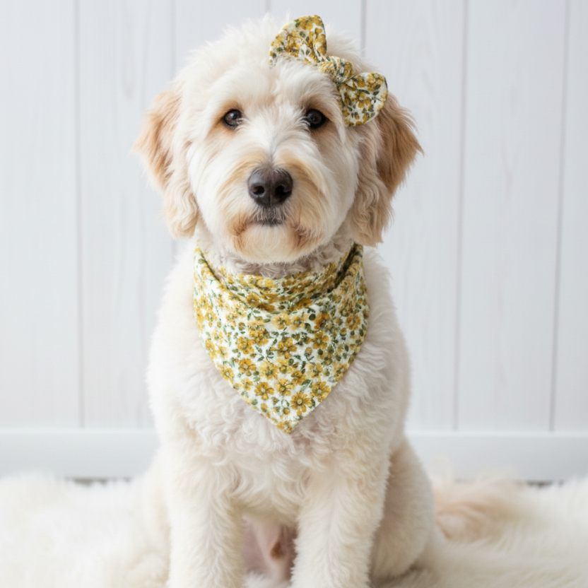 Mustard Fall Floral Dog Bandana