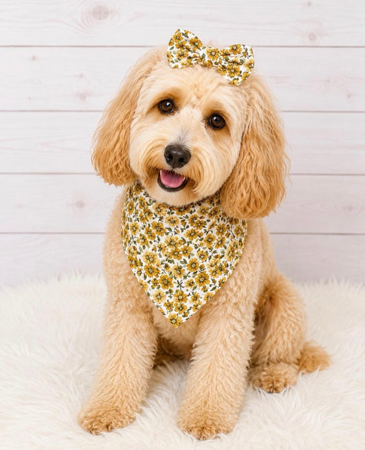 Mustard Fall Floral Dog Bandana