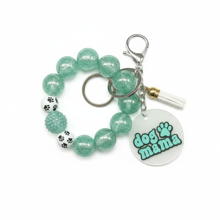 Dog Mama Wristlet Keychain - Mint