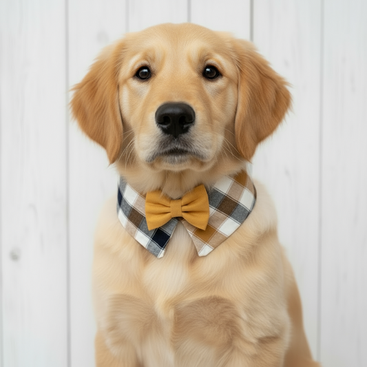 Plaid Dog Tuxedo Bow Tie