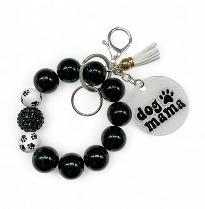 Dog Mama Wristlet Keychain - Black