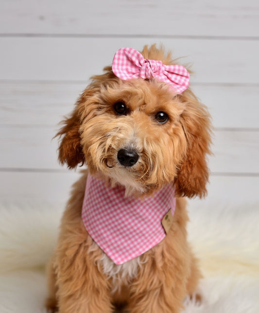 Pink Gingham Dog Bandana