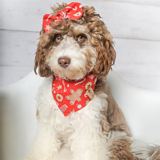 Gingerbread Red Dog Bandana