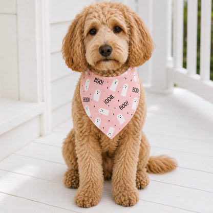 Ghost Pink Boo Halloween Dog Bandana